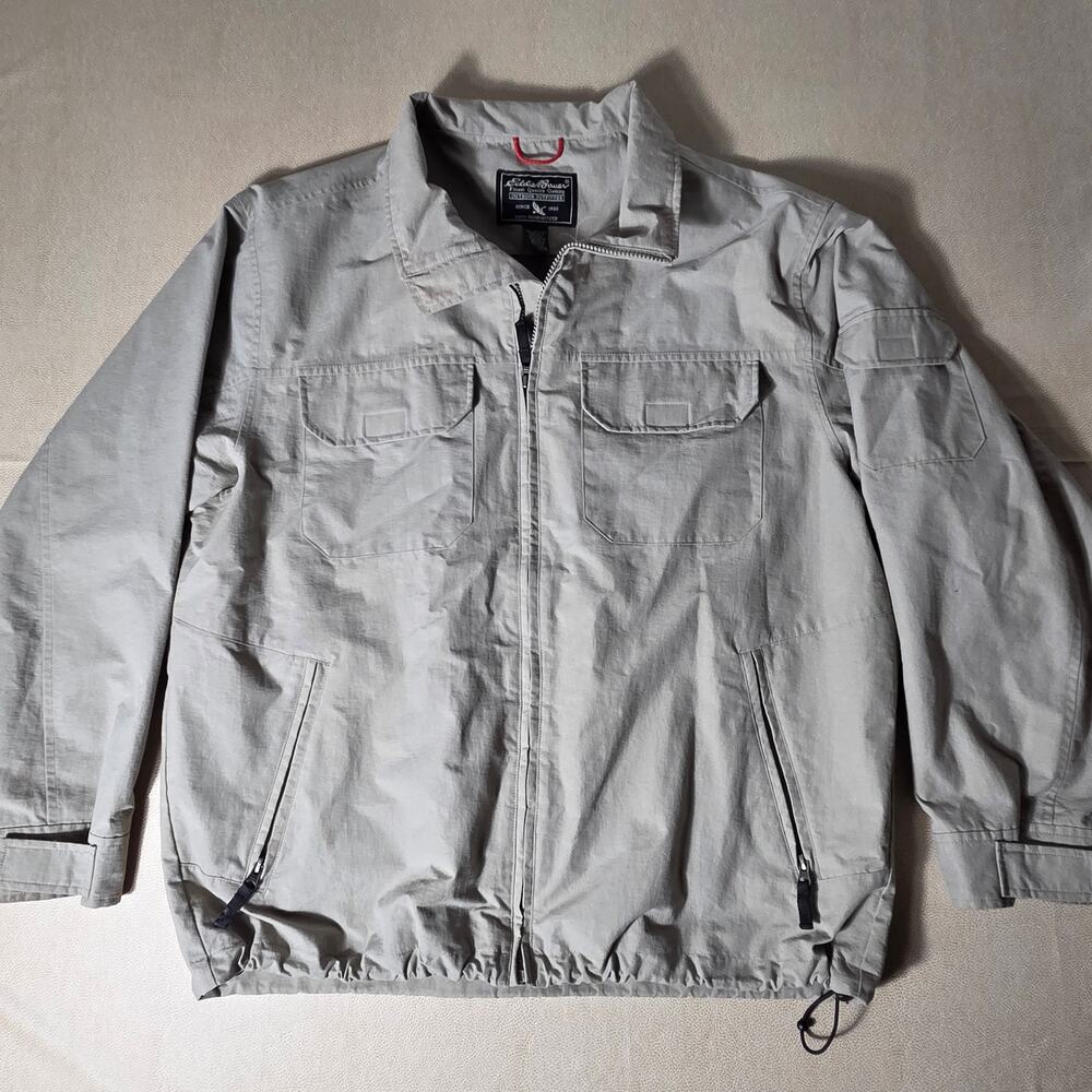 Eddie Bauer WeatherEdge Jacket Mens Large Gray Full Zip Nylon Utility Coat